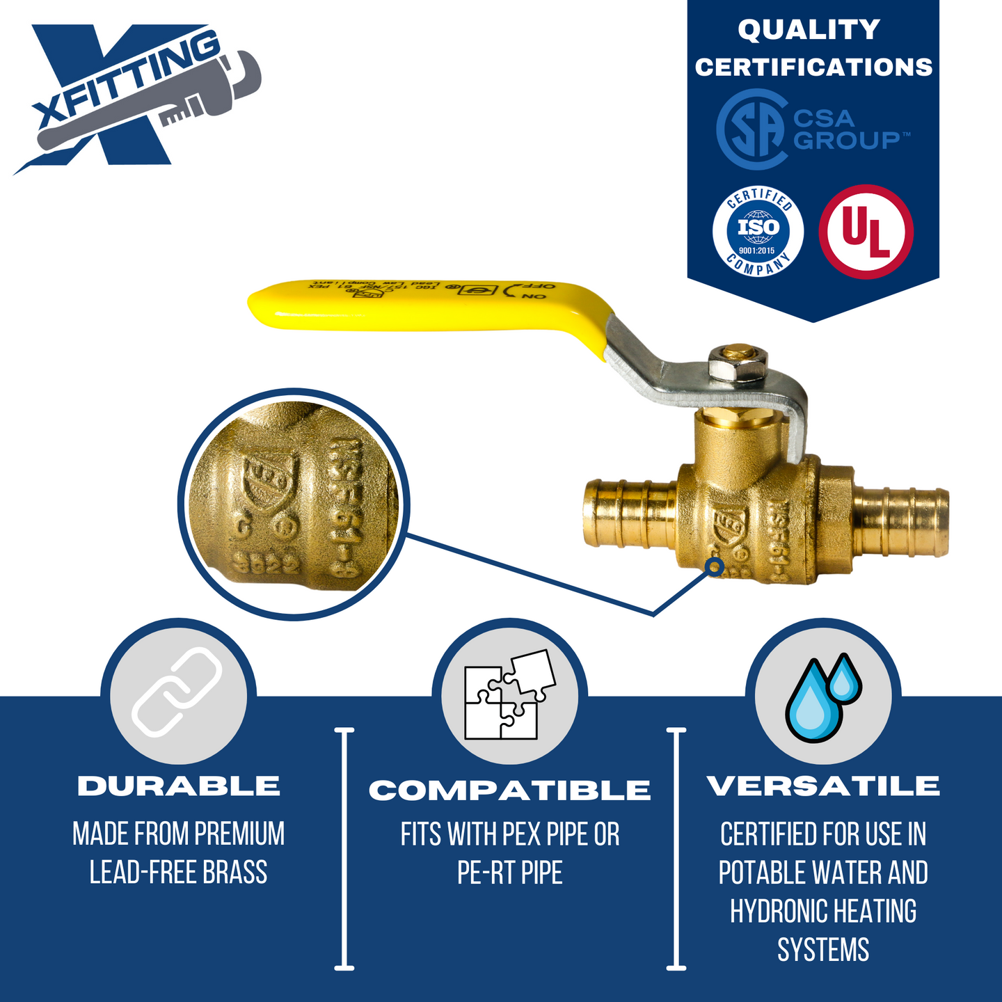 1/2 Inch PEX-B Barb Crimp Ball Valve
