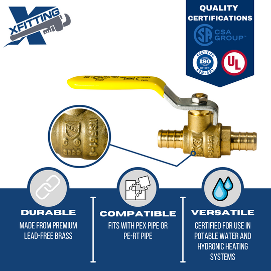 1/2 Inch PEX-B Barb Crimp Ball Valve
