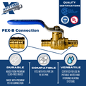 1/2 Inch PEX-B Barb Crimp Ball Valve Hot (Red) and Cold (Blue)