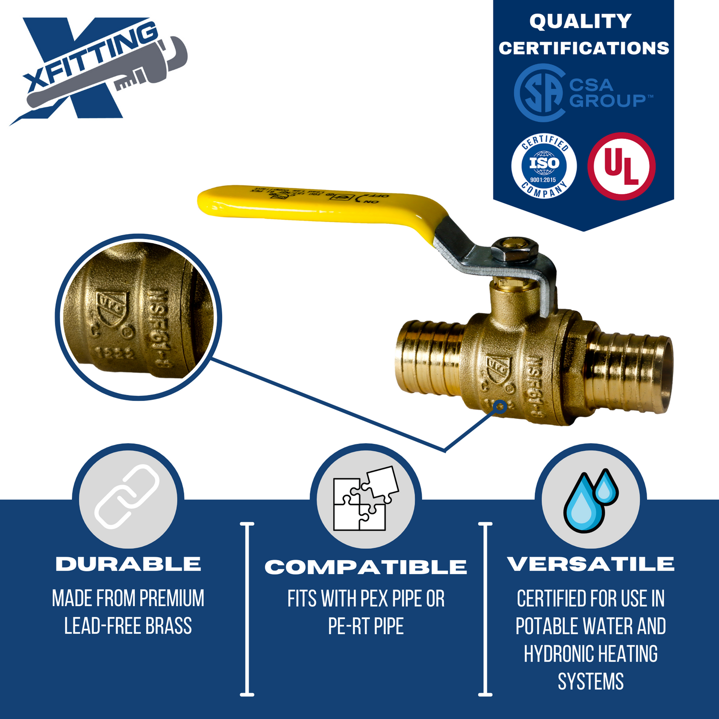 1 Inch PEX-B Barb Crimp Ball Valve