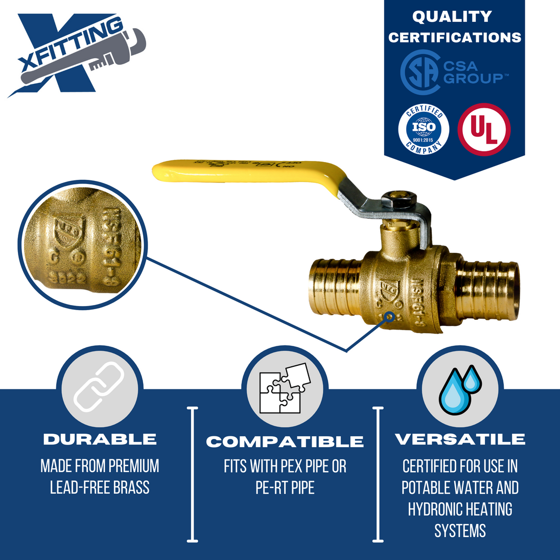 3/4 Inch PEX-B Barb Crimp Ball Valve