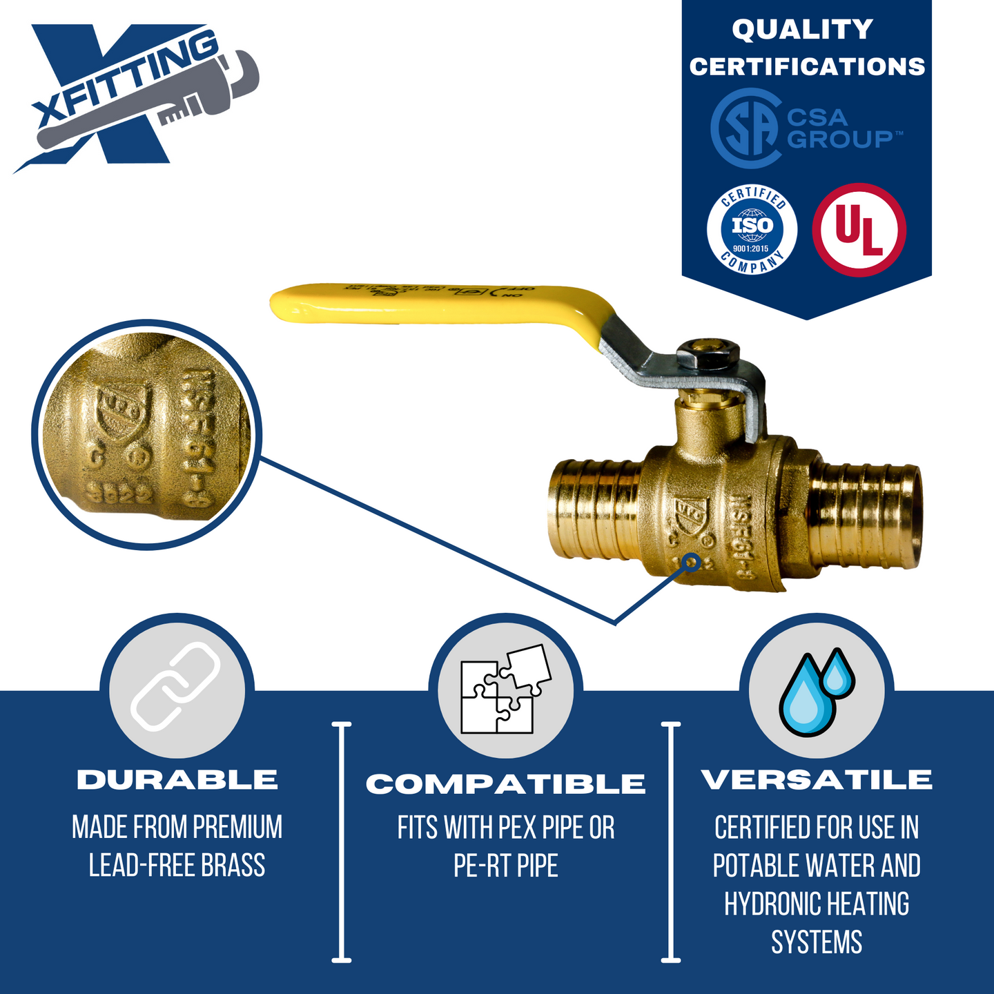 3/4 Inch PEX-B Barb Crimp Ball Valve