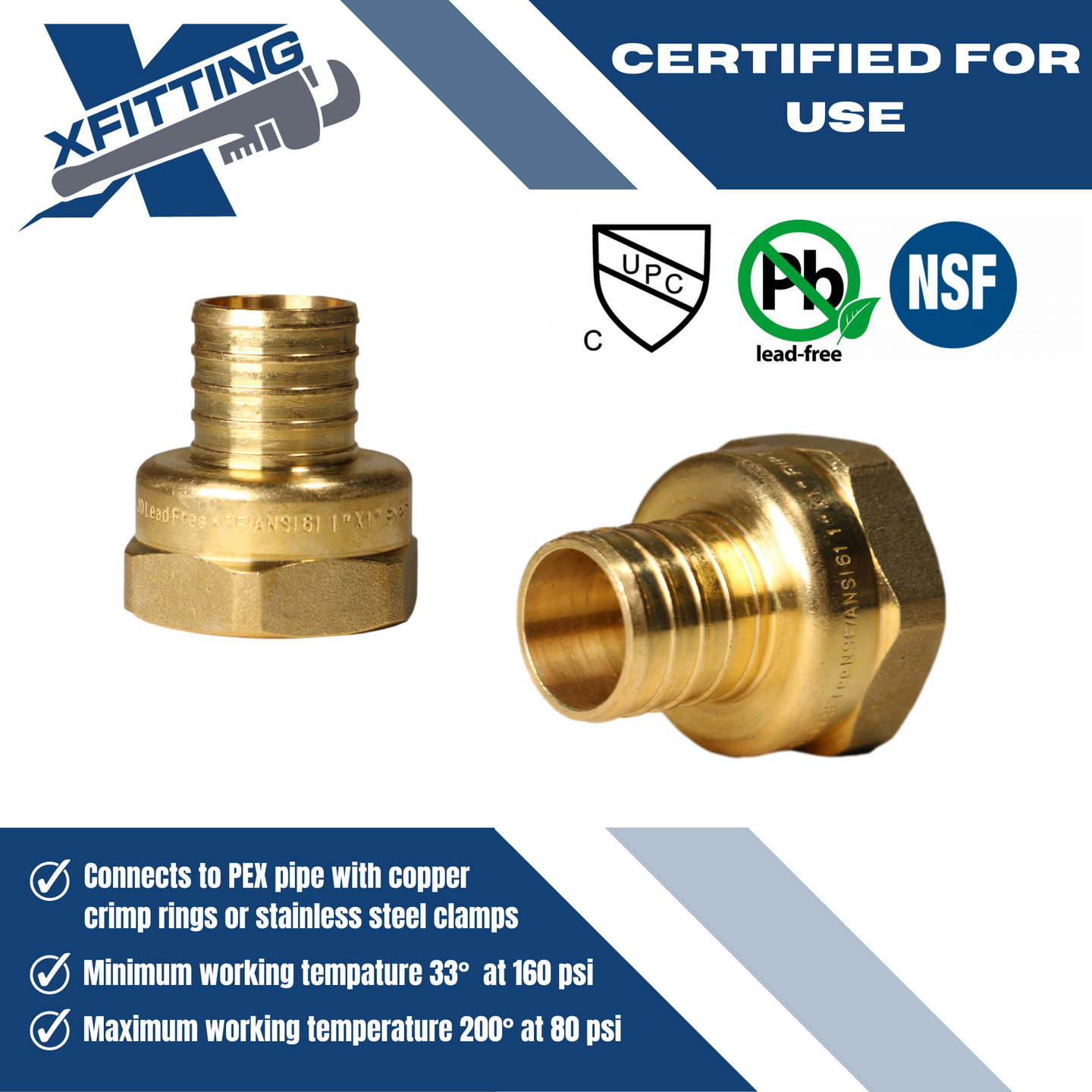 1 Inch PEX-B Barb Crimp X 1 Inch FEMALE NPT ADAPTER
