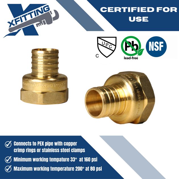 1 Inch PEX-B Barb Crimp X 1 Inch FEMALE NPT ADAPTER
