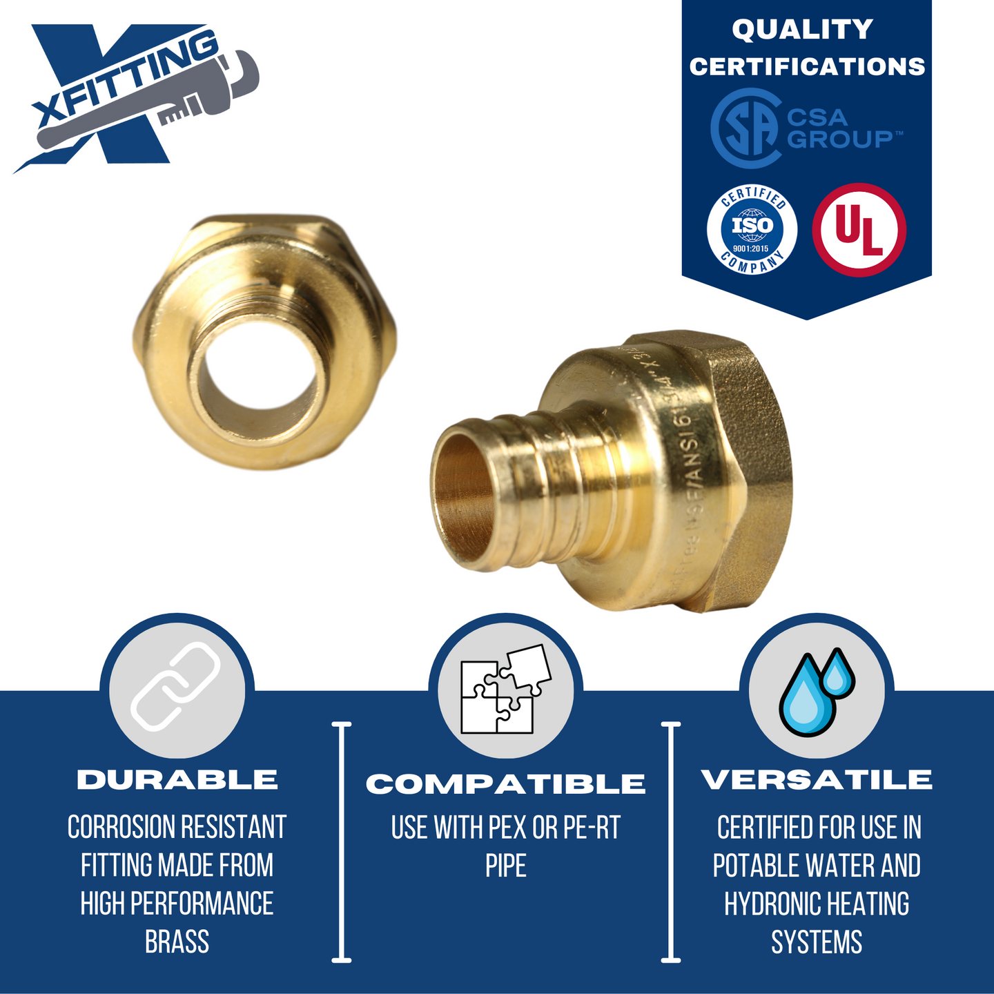 3/4 Inch PEX-B Barb Crimp X 3/4 Inch FEMALE NPT ADAPTER