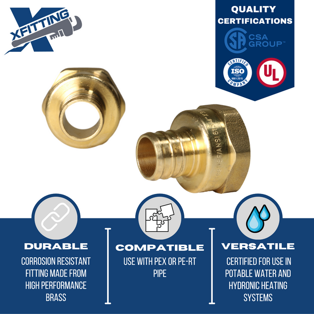 3/4 Inch PEX-B Barb Crimp X 3/4 Inch FEMALE NPT ADAPTER