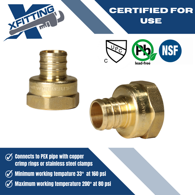 3/4 Inch PEX-B Barb Crimp X 3/4 Inch FEMALE NPT ADAPTER