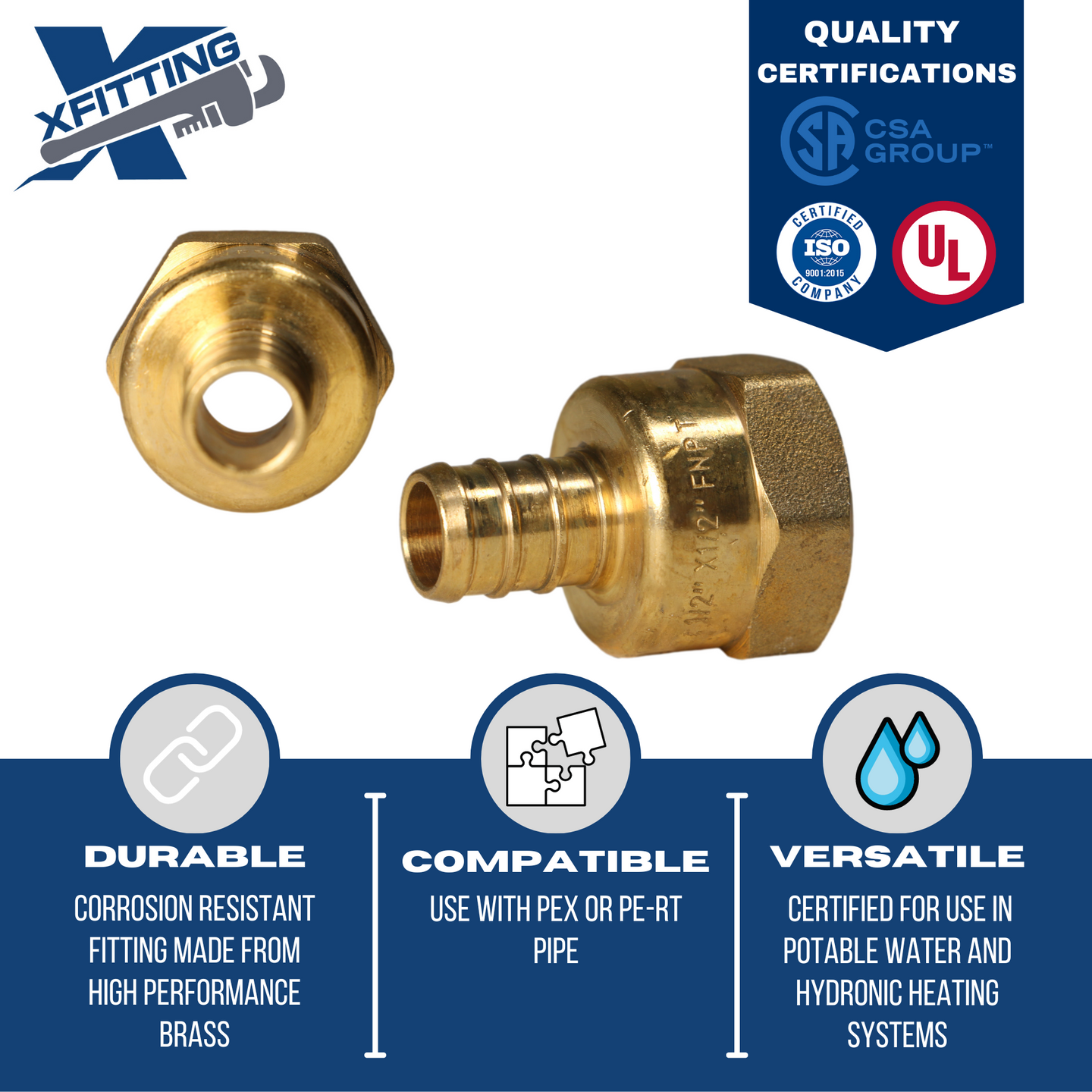 1/2 Inch PEX-B Barb Crimp X 1/2 Inch FEMALE NPT ADAPTER