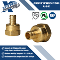 1/2 Inch PEX-B Barb Crimp X 1/2 Inch FEMALE NPT ADAPTER
