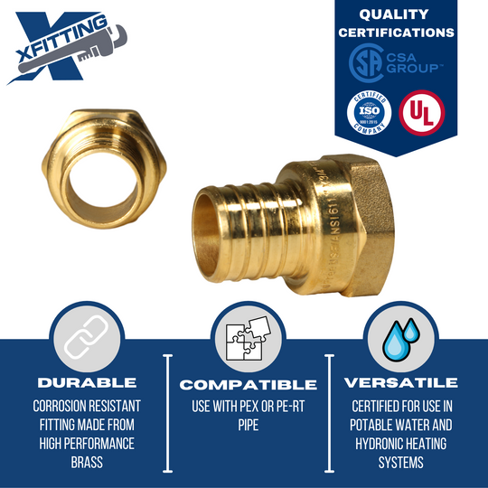 1 Inch PEX-B Barb Crimp X 3/4 Inch FEMALE NPT ADAPTER
