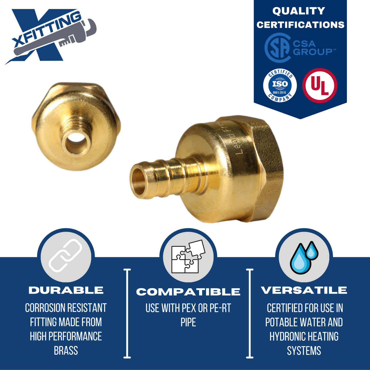 3/8 Inch PEX-B Barb Crimp X 1/2 Inch FEMALE NPT ADAPTER