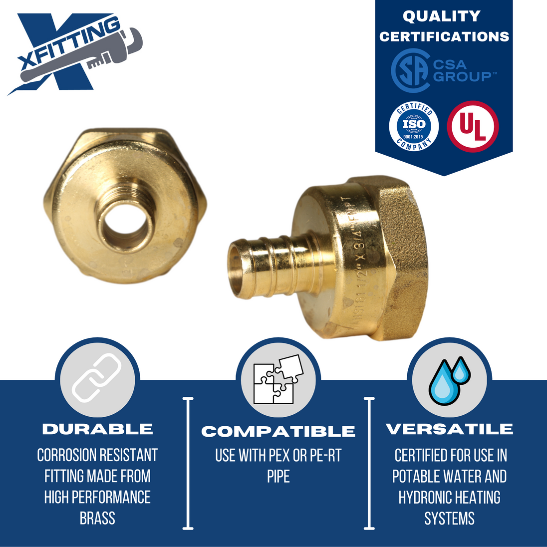 1/2 Inch PEX-B Barb Crimp X 3/4 Inch FEMALE NPT ADAPTER
