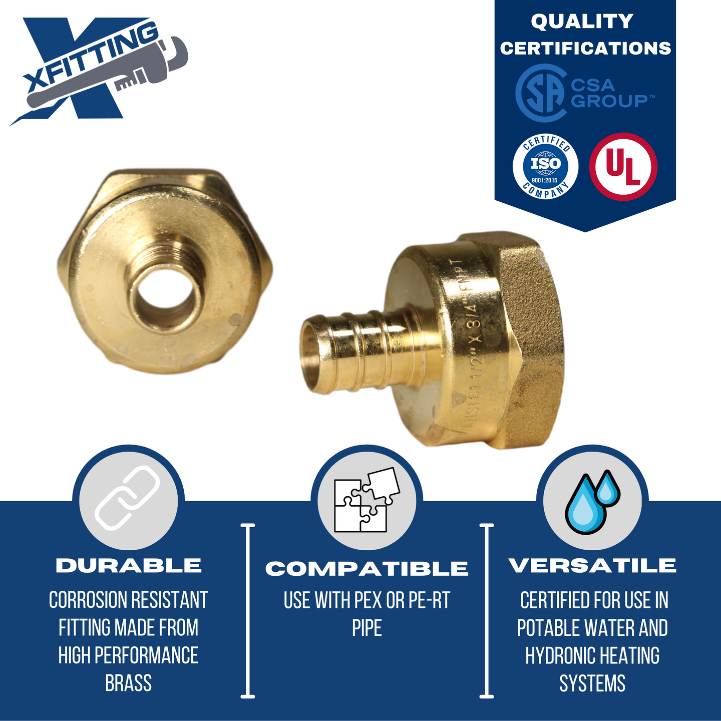 1/2 Inch PEX-B Barb Crimp X 3/4 Inch FEMALE NPT ADAPTER