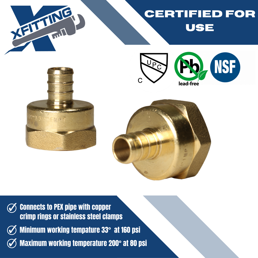 1/2 Inch PEX-B Barb Crimp X 3/4 Inch FEMALE NPT ADAPTER