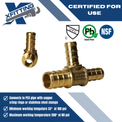 1/2 Inch x 3/8 Inch x 3/8 Inch PEX-B Barb Crimp Reducing Tee