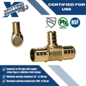3/4 Inch x 3/4 Inch x 1/2 Inch PEX-B Barb Crimp Reducing Tee