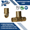 3/4 Inch x 3/4 Inch x 1 Inch PEX-B Barb Crimp Reducing Tee