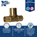 3/4 Inch x 3/4 Inch x 1 Inch PEX-B Barb Crimp Reducing Tee