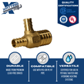 1 Inch x 1/2 Inch x 1/2 Inch PEX-B Barb Crimp Reducing Tee