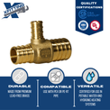 Pex 1 Inch x 3/4 Inch x 1/2 Inch PEX-B Barb Crimp Reducing Tee