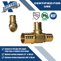 1 Inch x 3/4 Inch x 3/4 Inch PEX-B Barb Crimp Reducing Tee