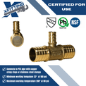 1 Inch x 1 Inch x 1/2 Inch PEX-B Barb Crimp Reducing Tee