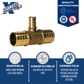 1 Inch x 1 Inch x 1/2 Inch PEX-B Barb Crimp Reducing Tee
