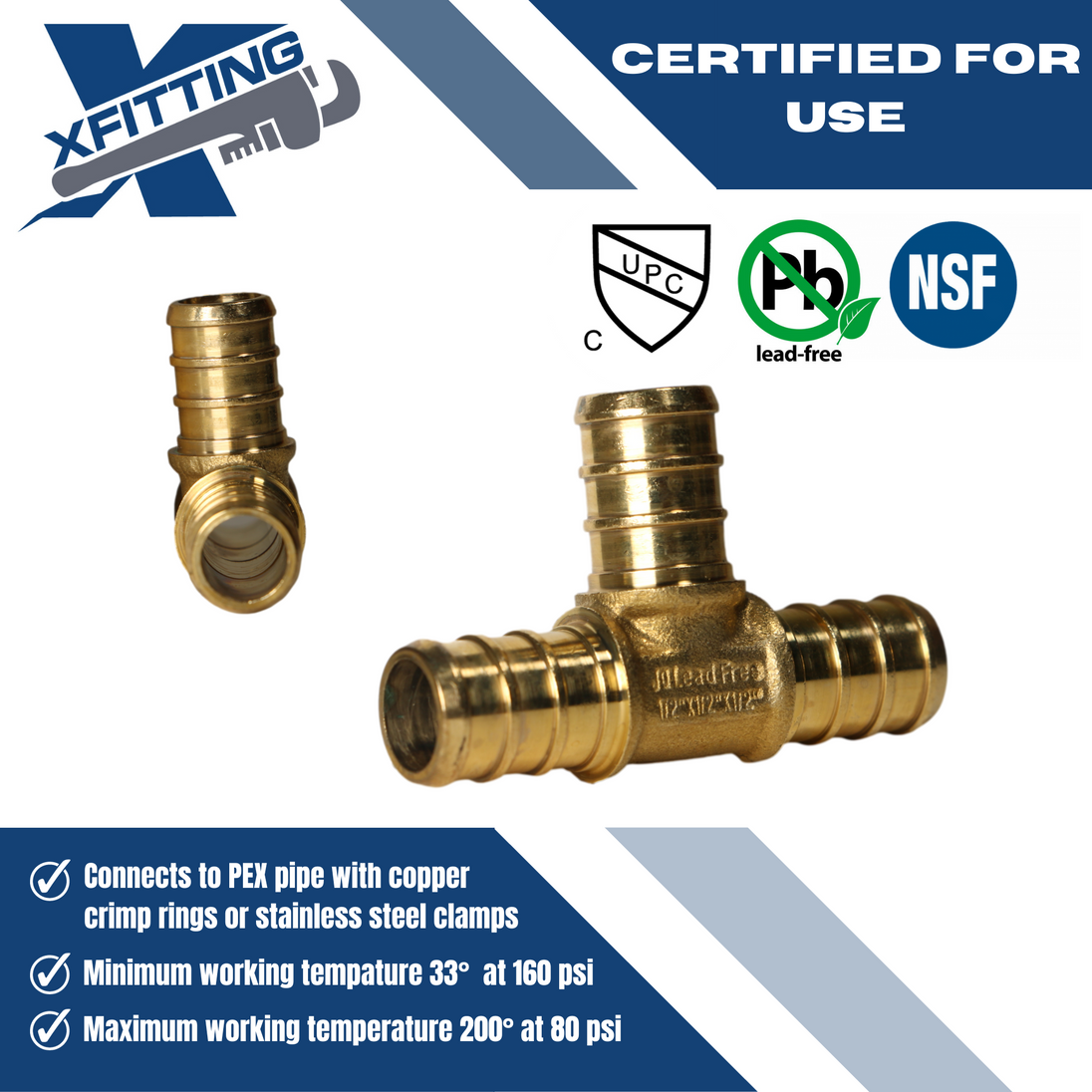 1/2 Inch PEX-B Barb Crimp Tee