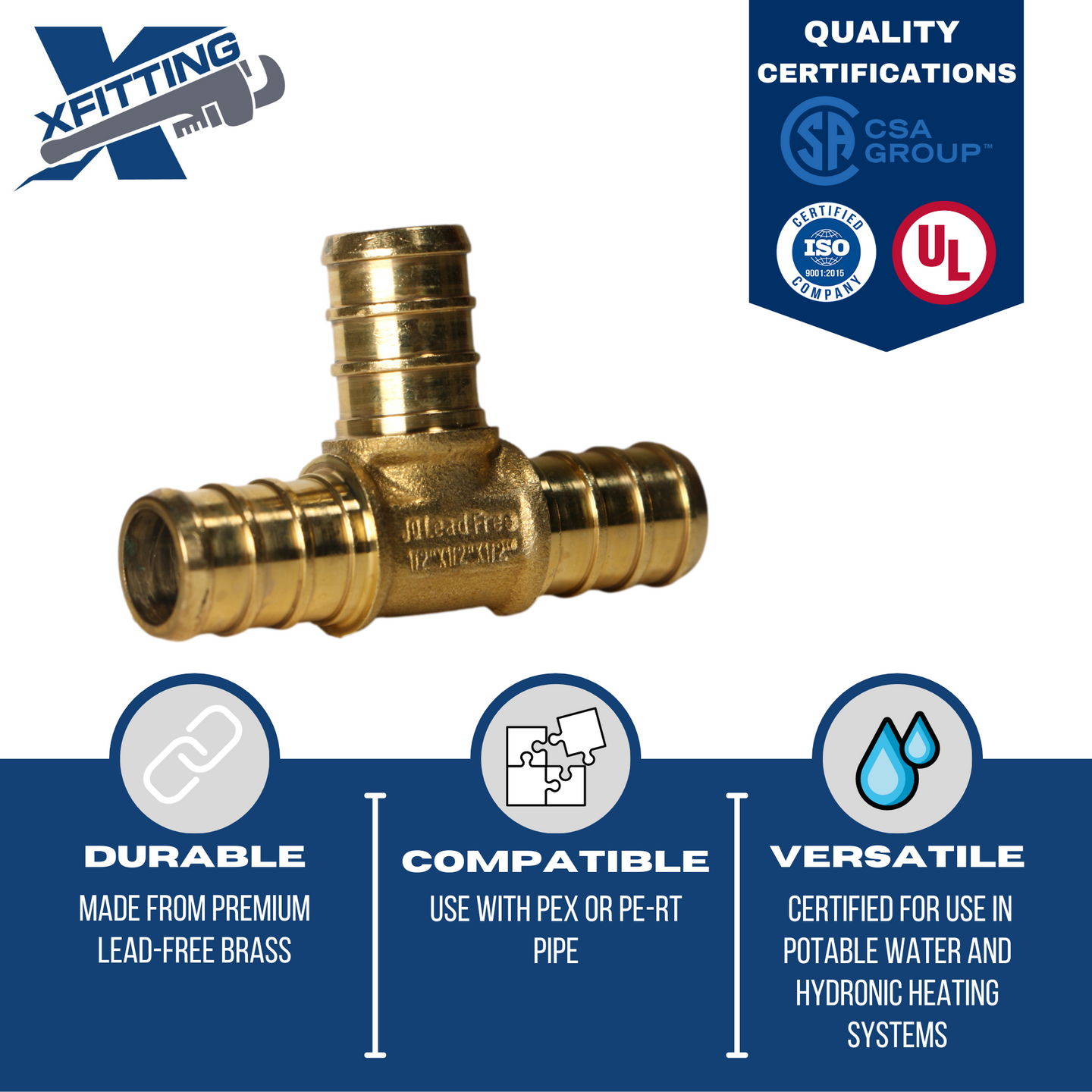 1/2 Inch PEX-B Barb Crimp Tee