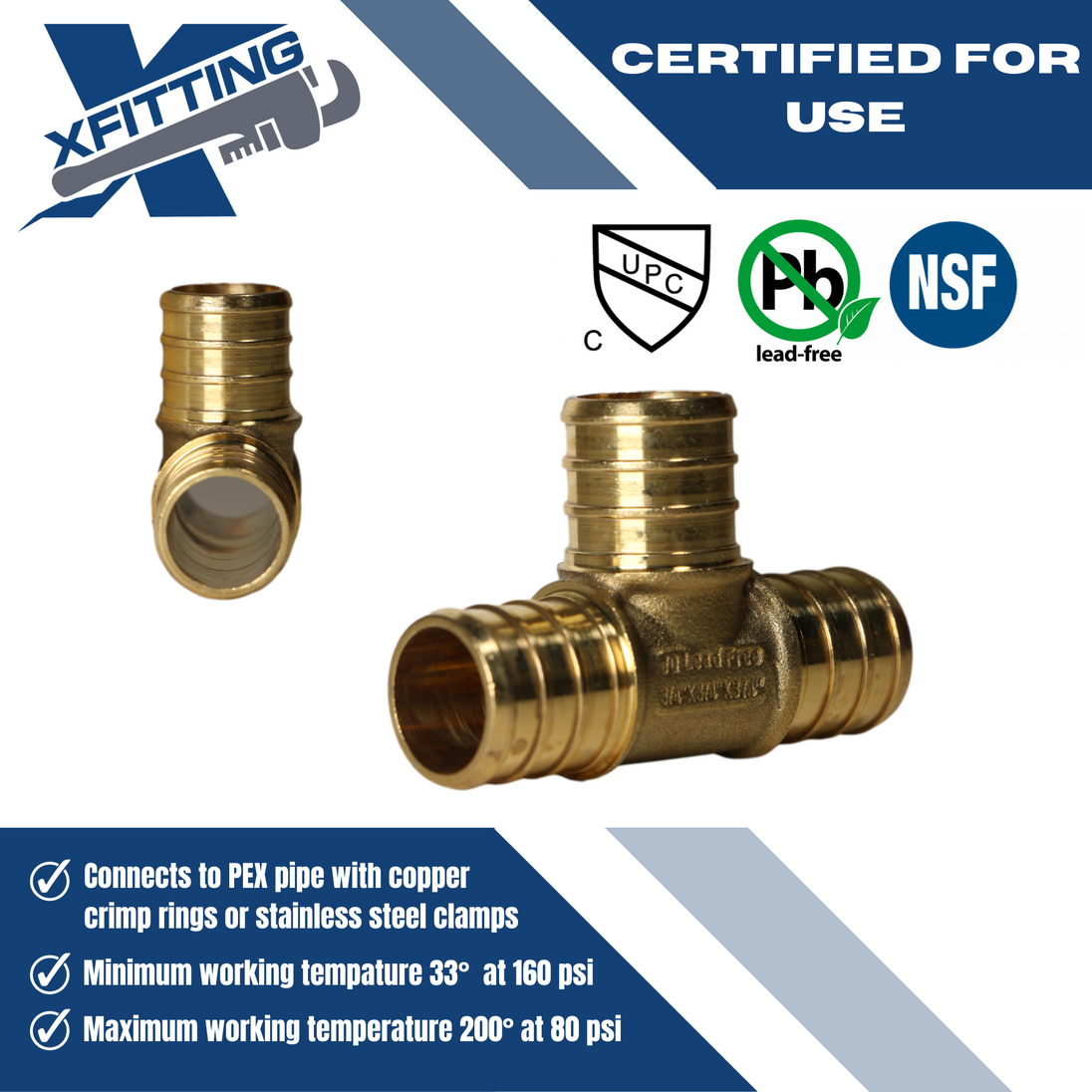 3/4 Inch PEX-B Barb Crimp Tee