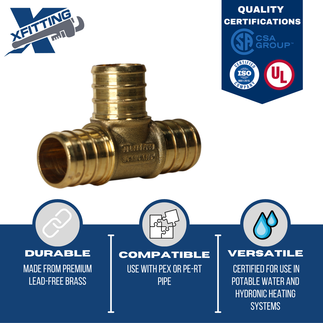 3/4 Inch PEX-B Barb Crimp Tee