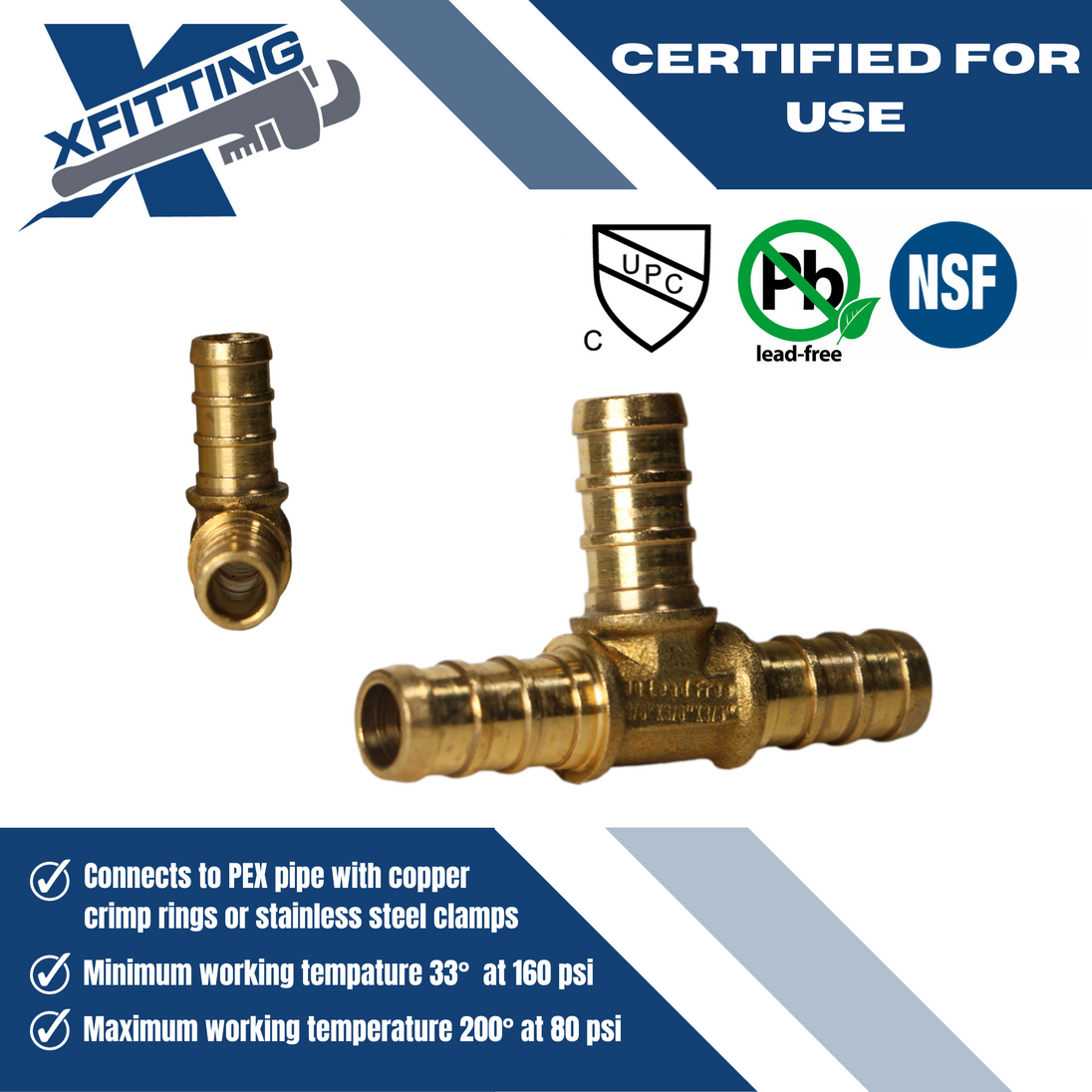 3/8 Inch PEX-B Barb Crimp Tee