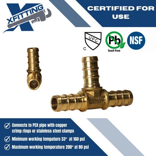 3/8 Inch PEX-B Barb Crimp Tee