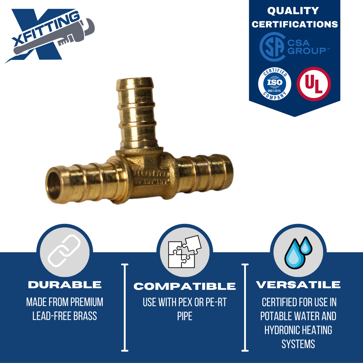 3/8 Inch PEX-B Barb Crimp Tee