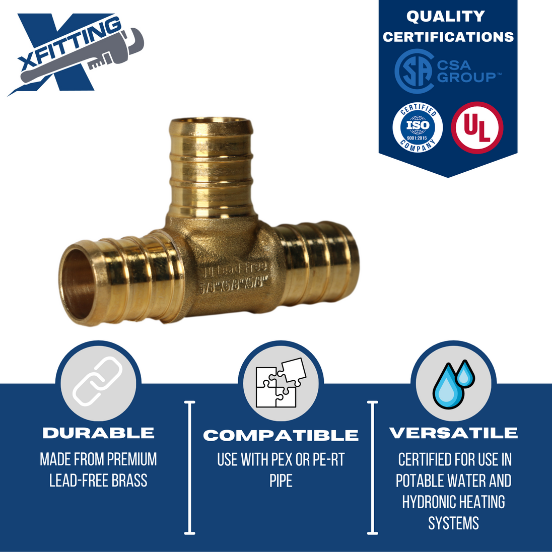 5/8 Inch PEX-B Barb Crimp Tee