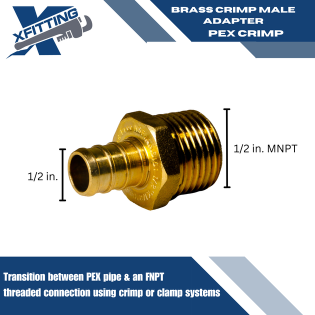 1/2 Inch PEX-B Barb Crimp X 1/2 Inch MALE NPT ADAPTER