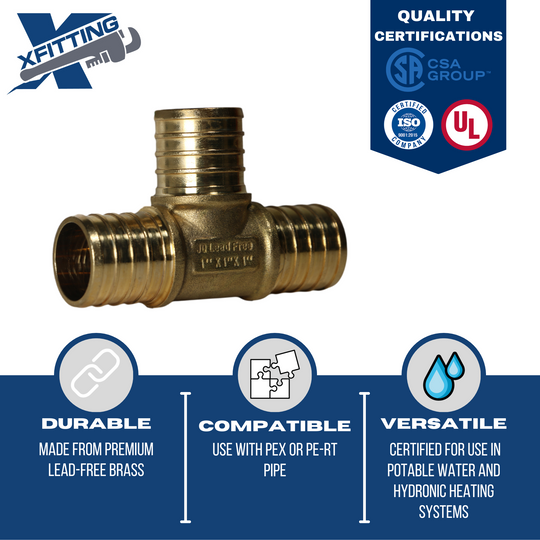 1 Inch PEX-B Barb Crimp Tee