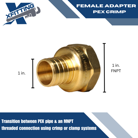 1 Inch PEX-B Barb Crimp X 1 Inch FEMALE NPT ADAPTER