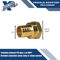 1 Inch PEX-B Barb Crimp X 3/4 Inch FEMALE NPT ADAPTER