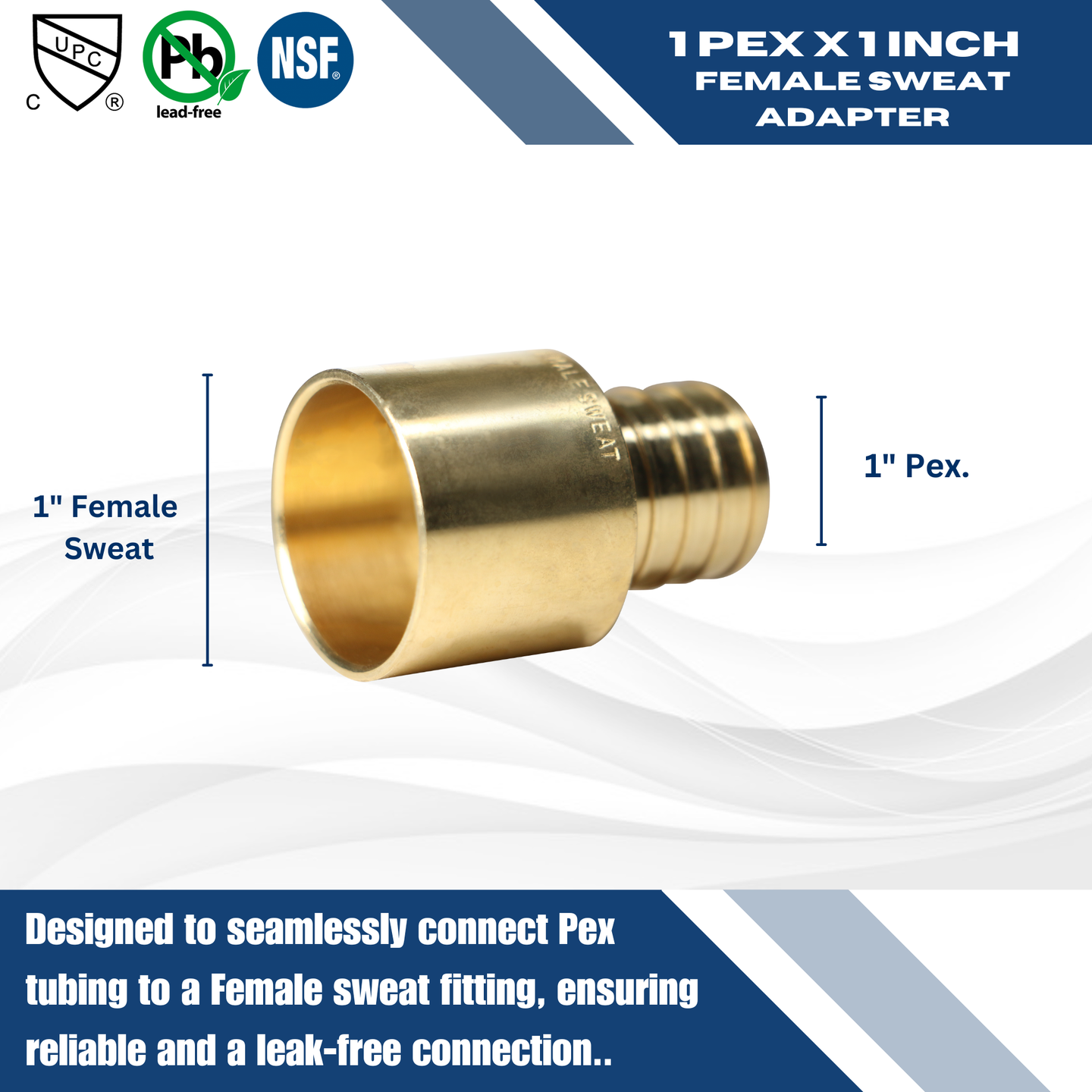 1 inch PEX-B Barb x 1 inch Female Sweat Adapter