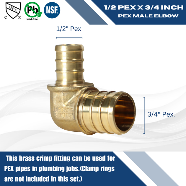 3/4 inch x 1/2 inch PEX-B Barb Elbow