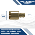 1/2 inch PEX-B Barb x 3/4 inch Male Sweat Adapter