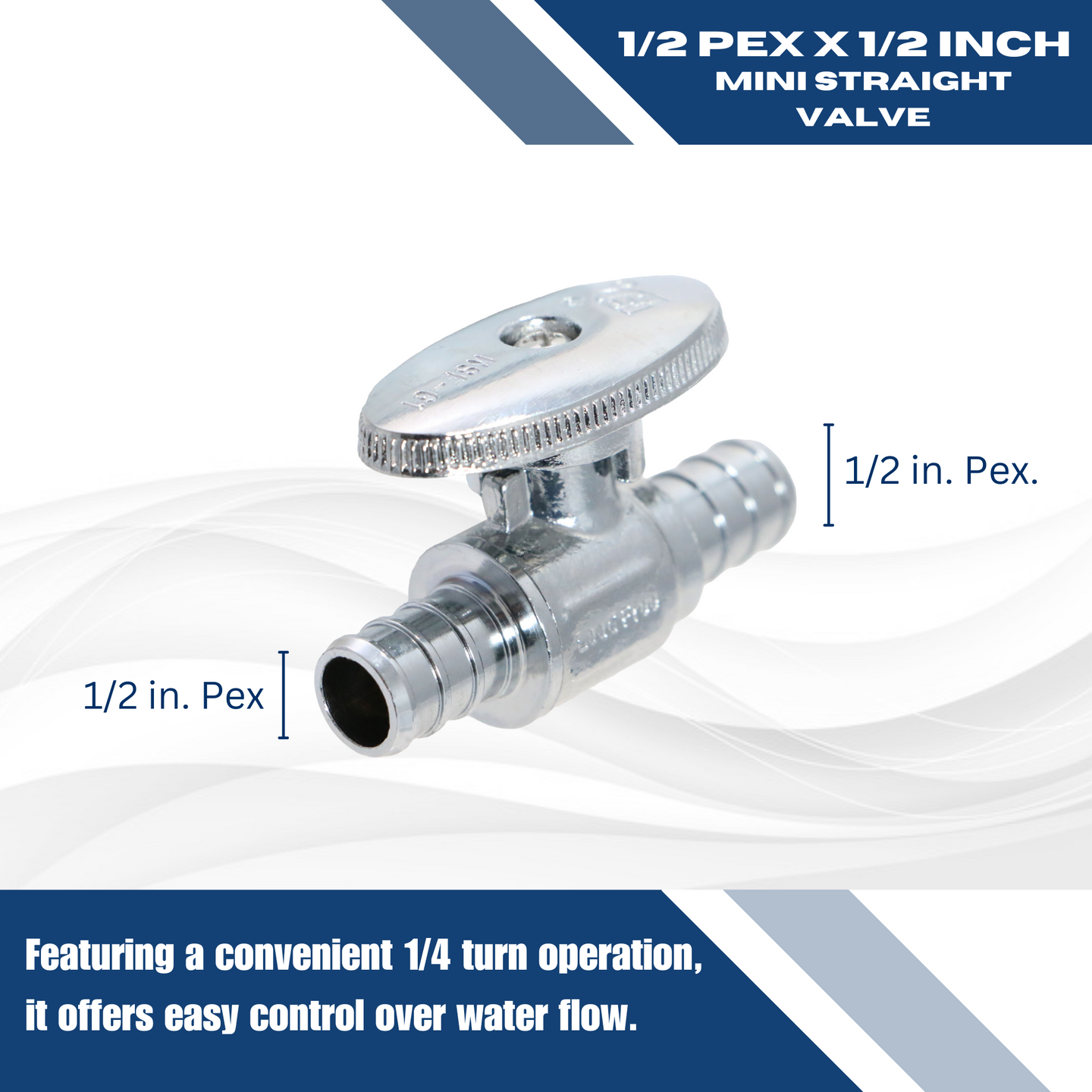 1/2 inch PEX-B Barb Crimp Mini Straight Valve