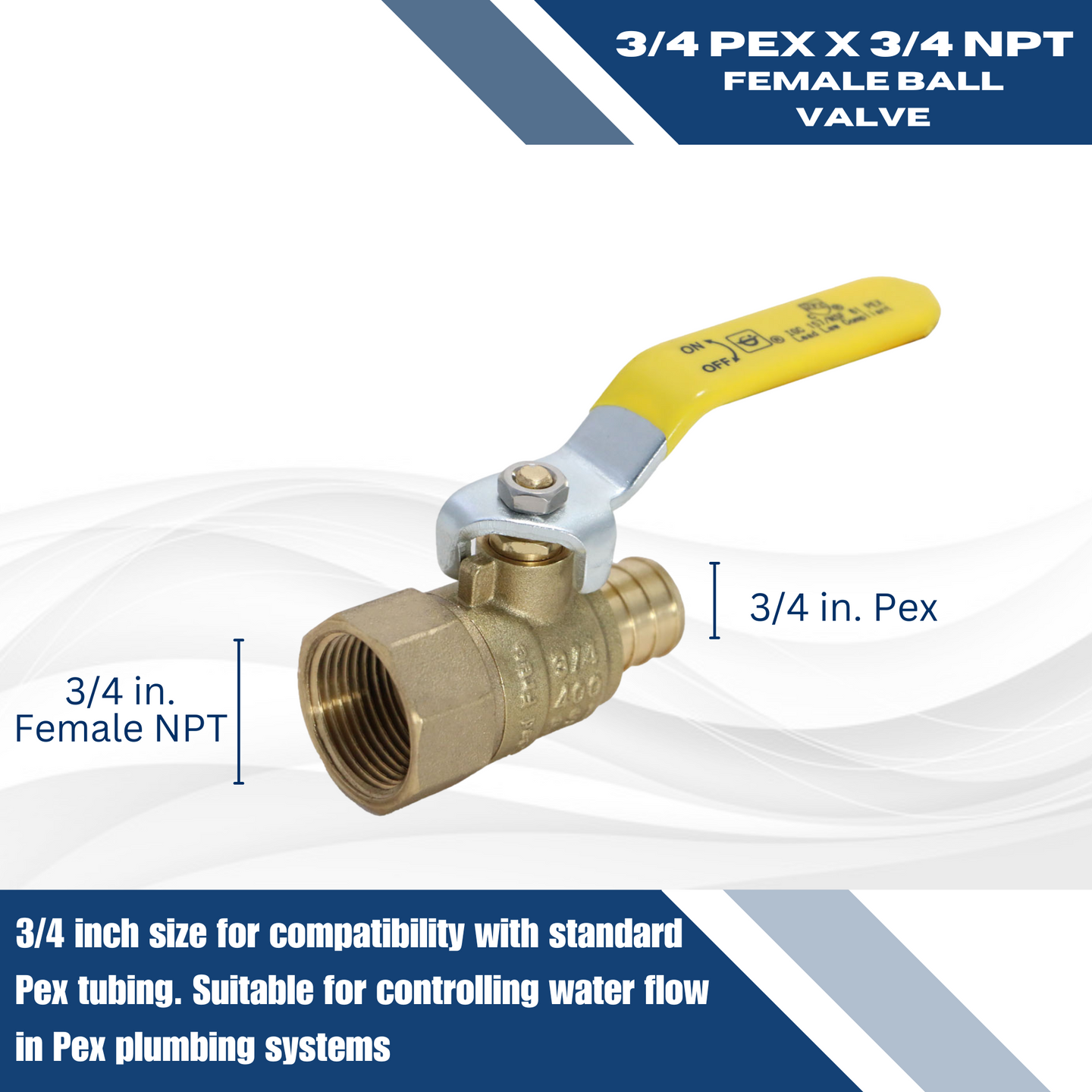 3/4 Inch PEX-B Barb x 3/4 Inch Female Ball Valve