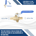 1/2 Inch PEX-B Barb Ball Valve With Drop Ear Blue Handle