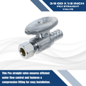 1/2 Inch  PEX-B Barb x 3/8 Inch OD Compression Straight Valve
