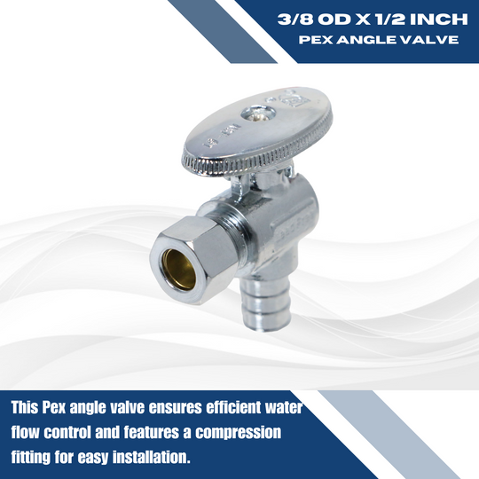3/8 Inch OD Compression x 1/2 Inch PEX-B Barb Angle Valve