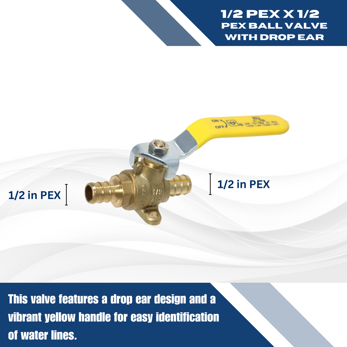 1/2 inch PEX-B Barb Crimp Ball Valve With Drop Ear