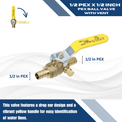 1/2 inch PEX-B Barb Crimp Ball Valve With Drain