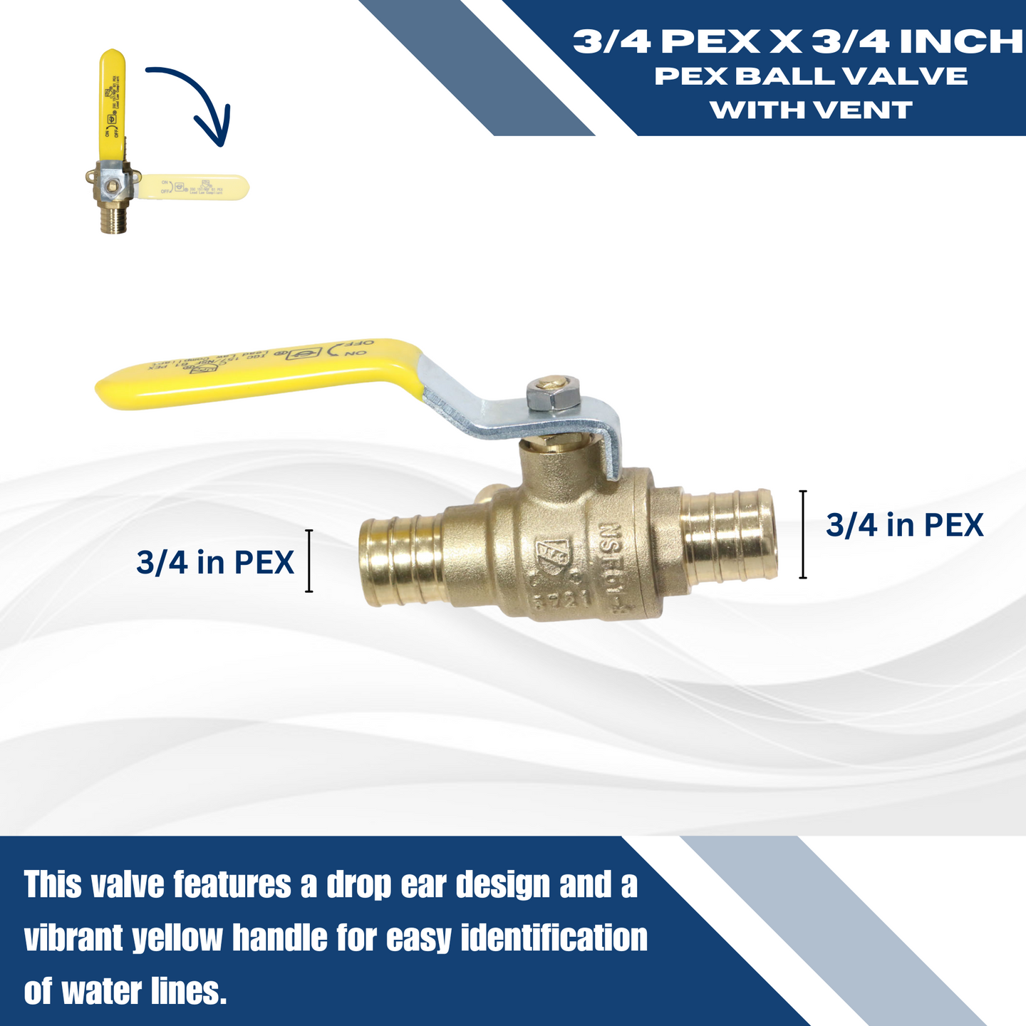 3/4 inch PEX-B Barb Crimp Ball Valve With Drain
